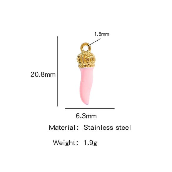 Stainless Steel Chili Pepper Shaped Tiger Head Stereo Dripping Oil Handmade Pendant Material For Earrings Wholesale