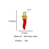 Stainless Steel Chili Pepper Shaped Tiger Head Stereo Dripping Oil Handmade Pendant Material For Earrings Wholesale