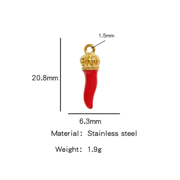 Stainless Steel Chili Pepper Shaped Tiger Head Stereo Dripping Oil Handmade Pendant Material For Earrings Wholesale