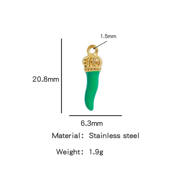 Stainless Steel Chili Pepper Shaped Tiger Head Stereo Dripping Oil Handmade Pendant Material For Earrings Wholesale
