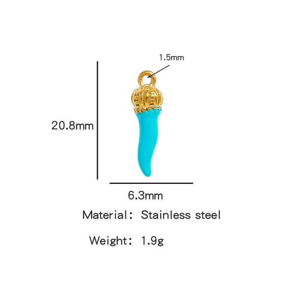 Stainless Steel Chili Pepper Shaped Tiger Head Stereo Dripping Oil Handmade Pendant Material For Earrings Wholesale