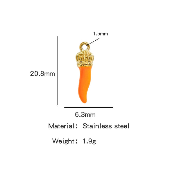 Stainless Steel Chili Pepper Shaped Tiger Head Stereo Dripping Oil Handmade Pendant Material For Earrings Wholesale