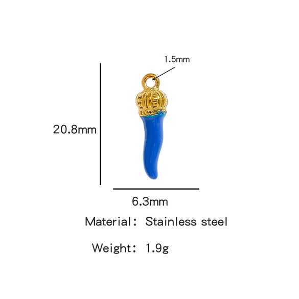 Stainless Steel Chili Pepper Shaped Tiger Head Stereo Dripping Oil Handmade Pendant Material For Earrings Wholesale