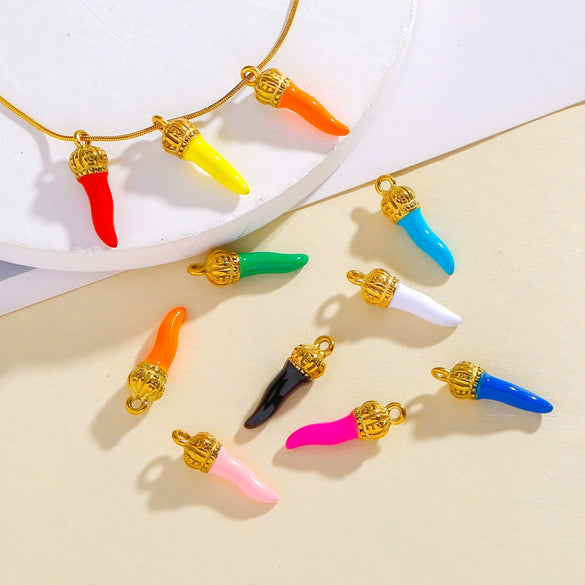 Stainless Steel Chili Pepper Shaped Tiger Head Stereo Dripping Oil Handmade Pendant Material For Earrings Wholesale