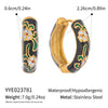 Stainless Steel Chinese Style Oil Dripping Enamel Geometric Earrings With Electroplating Design