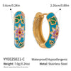 Stainless Steel Chinese Style Oil Dripping Enamel Geometric Earrings With Electroplating Design