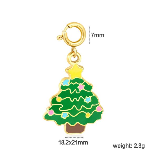 Stainless Steel Christmas Cartoon Pendant Necklace With Snowman Bell And Reindeer Design Electroplated Festive Jewelry For Women