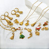 Stainless Steel Christmas Cartoon Pendant Necklace With Snowman Bell And Reindeer Design Electroplated Festive Jewelry For Women