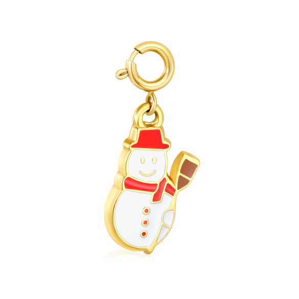 Stainless Steel Christmas Cartoon Pendant Necklace With Snowman Bell And Reindeer Design Electroplated Festive Jewelry For Women