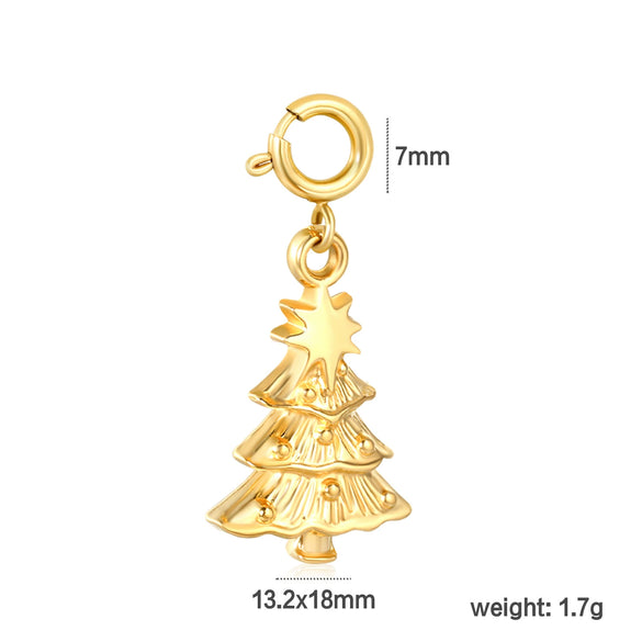 Stainless Steel Christmas Cartoon Pendant Necklace With Snowman Bell And Reindeer Design Electroplated Festive Jewelry For Women