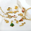 Stainless Steel Christmas Cartoon Pendant Necklace With Snowman Bell And Reindeer Design Electroplated Festive Jewelry For Women