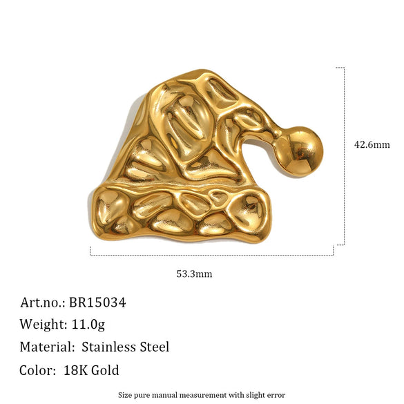 Stainless Steel Christmas Ornaments And Accessories Gold Plated Reindeer Stocking And Snowman Brooch For Women