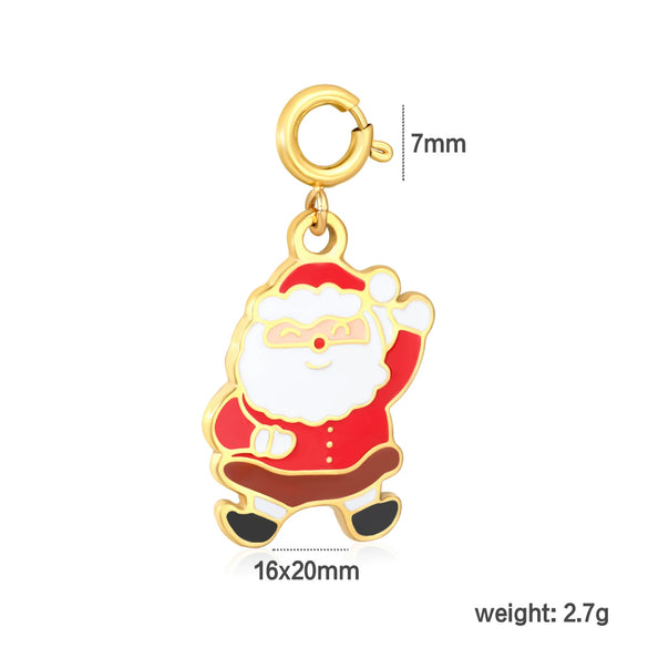 Stainless Steel Christmas Snowman Reindeer And Bell Pendants With Electroplated Finish Simple Cartoon Festival Necklace Accessories