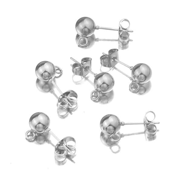 Stainless Steel Circle Bead Welding Hanging Earrings Handmade Jewelry Accessories Electroplated
