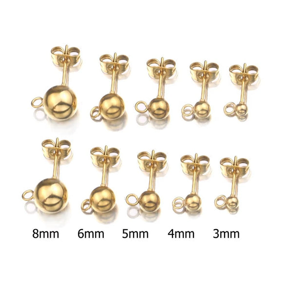 Stainless Steel Circle Bead Welding Hanging Earrings Handmade Jewelry Accessories Electroplated