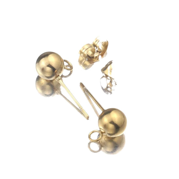Stainless Steel Circle Bead Welding Hanging Earrings Handmade Jewelry Accessories Electroplated
