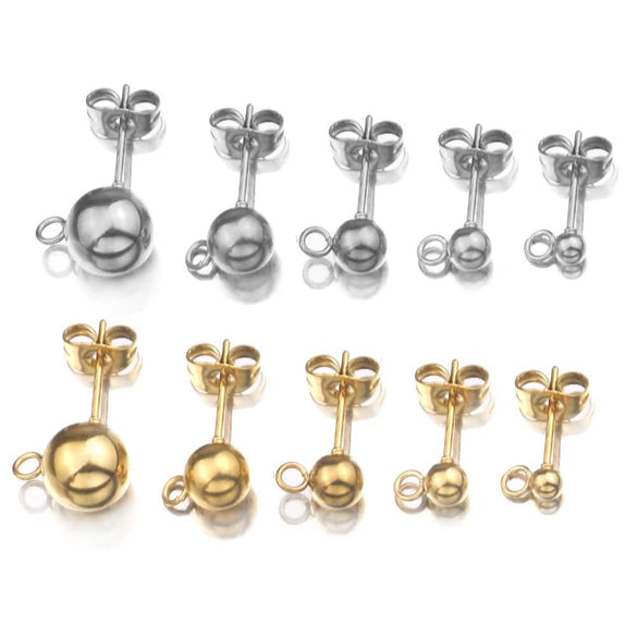 Stainless Steel Circle Bead Welding Hanging Earrings Handmade Jewelry Accessories Electroplated