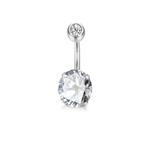 Stainless Steel 4Claw Inlaid Zircon Round Belly Button Ring 4Claw Zirconium Short Nail Belly Button Nail Belly Button Human Body Puncture
