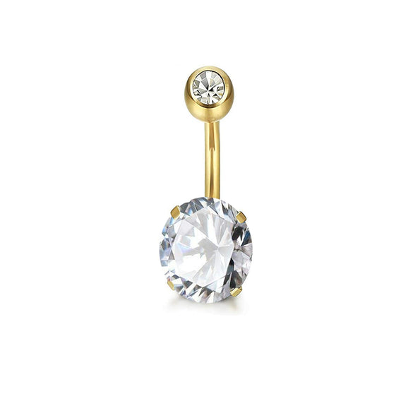 Stainless Steel 4Claw Inlaid Zircon Round Belly Button Ring 4Claw Zirconium Short Nail Belly Button Nail Belly Button Human Body Puncture