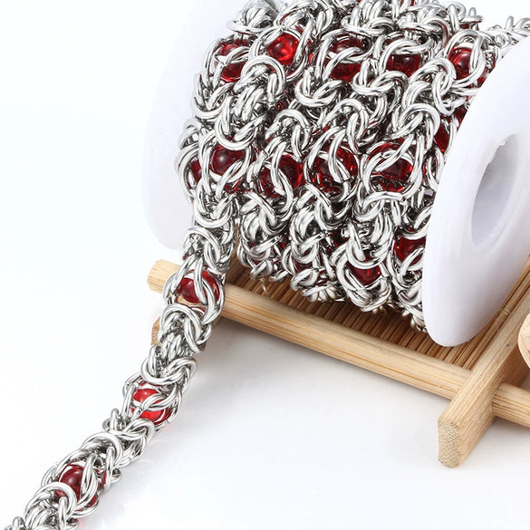 Stainless Steel Clip Red Ball Keel Chain Jewelry For Men And Women Electrolytic High Quality
