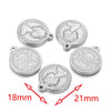 Stainless Steel Coin Round Pendant Necklace With Crown Pattern And Electroplating Treatment For Ladies