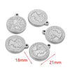 Stainless Steel Coin Round Pendant Necklace With Crown Pattern And Electroplating Treatment For Ladies