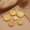 Stainless Steel Coin Round Pendant Necklace With Crown Pattern And Electroplating Treatment For Ladies