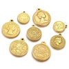 Stainless Steel Coin Round Pendant Necklace With Crown Pattern And Electroplating Treatment For Ladies