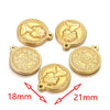 Stainless Steel Coin Round Pendant Necklace With Crown Pattern And Electroplating Treatment For Ladies