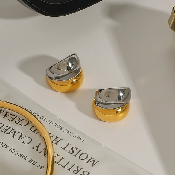 Stainless Steel Color Matching Ear Clip With Geometric Pattern For Women Electroplated No Ear Hole Ear Bone Clip