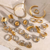 Stainless Steel Color Matching Ring High Grade Earring Titanium Steel Opening Beaded Bracelet With Geometric Design And Electroplating