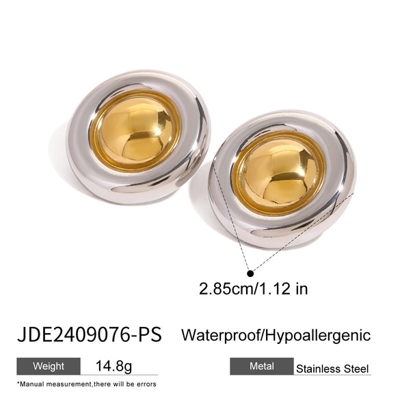 Stainless Steel Color Matching Ring High Grade Earring Titanium Steel Opening Beaded Bracelet With Geometric Design And Electroplating