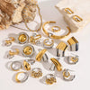 Stainless Steel Color Matching Ring High Grade Earring Titanium Steel Opening Beaded Bracelet With Geometric Design And Electroplating