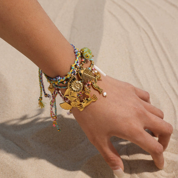 Stainless Steel Colored Conch Shell Bracelet With Electroplating And Cross Pattern For Women