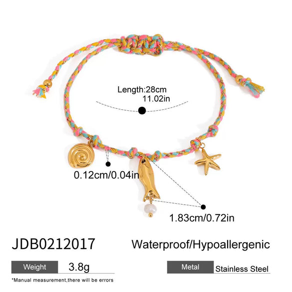 Stainless Steel Colored Conch Shell Bracelet With Electroplating And Cross Pattern For Women