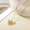 Stainless Steel Colorful Dripping Butterfly Pendant Necklace Dripping Oil Rococo Style For Women