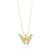 Stainless Steel Colorful Dripping Butterfly Pendant Necklace Dripping Oil Rococo Style For Women