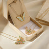 Stainless Steel Colorful Dripping Butterfly Pendant Necklace Dripping Oil Rococo Style For Women