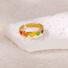 Stainless Steel Colorful Oil Dripping Heart Shaped Open Ring For Women Electroplated