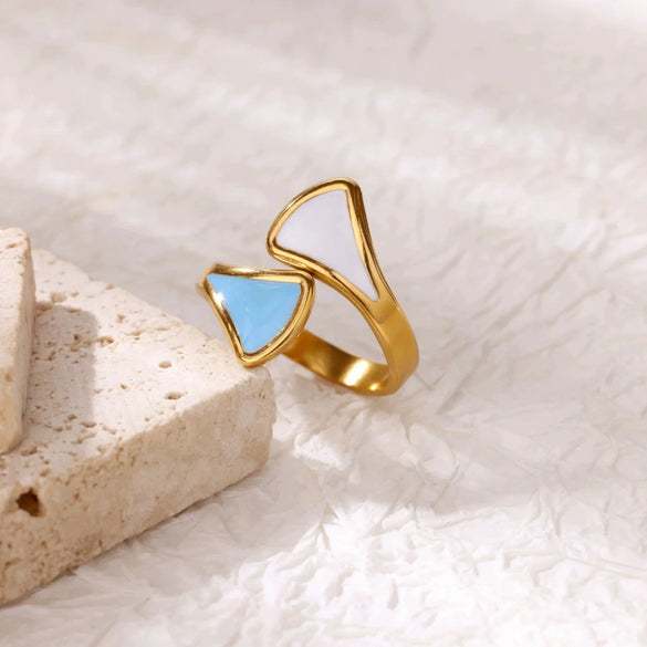 Stainless Steel Colorful Oil Dripping Heart Shaped Open Ring For Women Electroplated