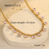 Stainless Steel Colorful Rhinestone Tassel Necklace For Women Electroplated Fashion Jewelry