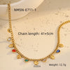 Stainless Steel Colorful Rhinestone Tassel Necklace For Women Electroplated Fashion Jewelry