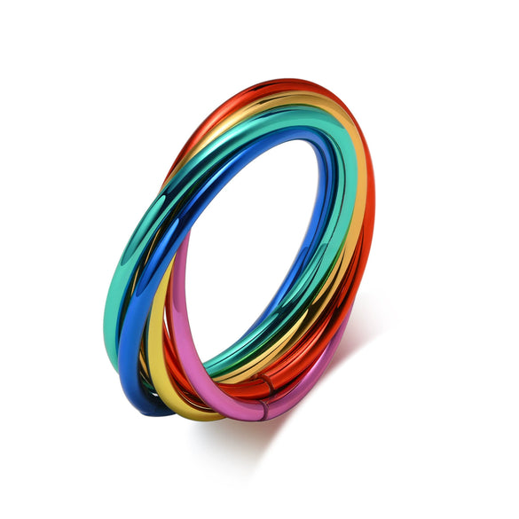 Stainless Steel Colorful Ring Electroplated Unisex Jewelry