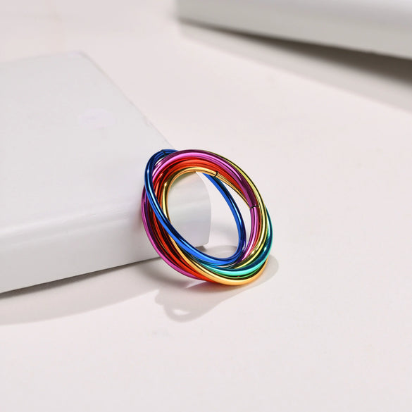 Stainless Steel Colorful Ring Electroplated Unisex Jewelry