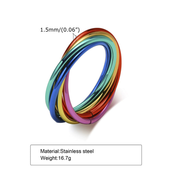 Stainless Steel Colorful Ring Electroplated Unisex Jewelry