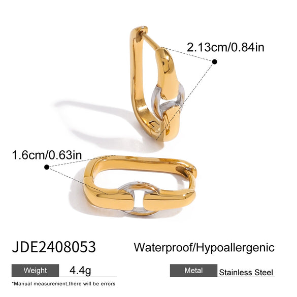 Stainless Steel Colormatching Earrings And Bracelet With Electroplating Treatment Simple Style For Women