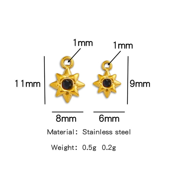 Stainless Steel Colorpreserving 18K Electroplated Star Pendant Accessories With Colorful Diamond And Zodiac Stone Design