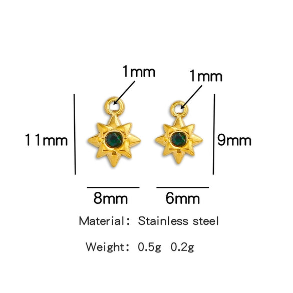Stainless Steel Colorpreserving 18K Electroplated Star Pendant Accessories With Colorful Diamond And Zodiac Stone Design