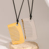 Stainless Steel Comb Pendant Leather Rope Necklace Electroplating Design Women's Jewelry