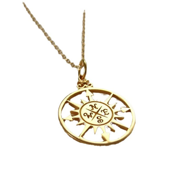 Stainless Steel Compass Cross Pendant With Polished Finish Navigation Inspired Jewelry Wholesale